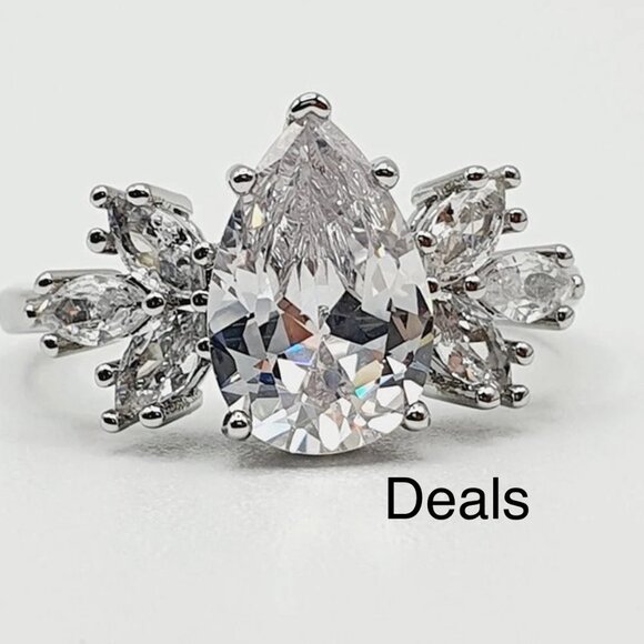 SILVER DIAMOND BRIDAL RING - Picture 4 of 5